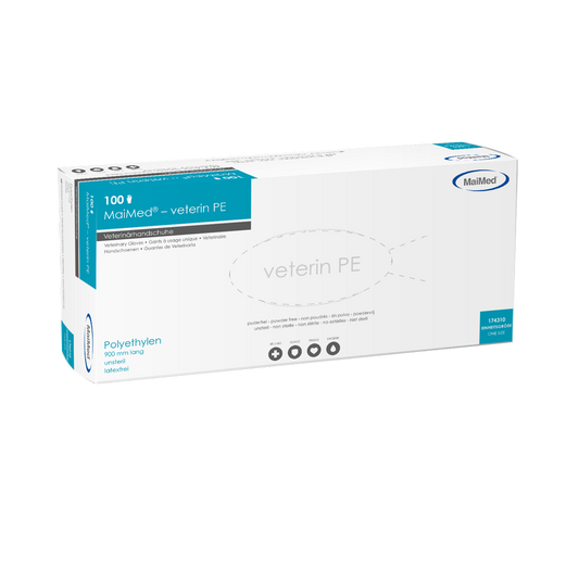 MaiMed-veterin PE veterinary gloves 90cm, orange, 100 pieces/box | Box (100 pieces)