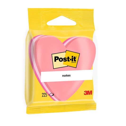 Eine Packung Post-it® Notes in rosa Herzform (70x70mm, 225 Blatt, 1 Block) von 3M Deutschland GmbH-100% PEFC-zertifiziert-perfekt als kreative Geschenkdekoration.