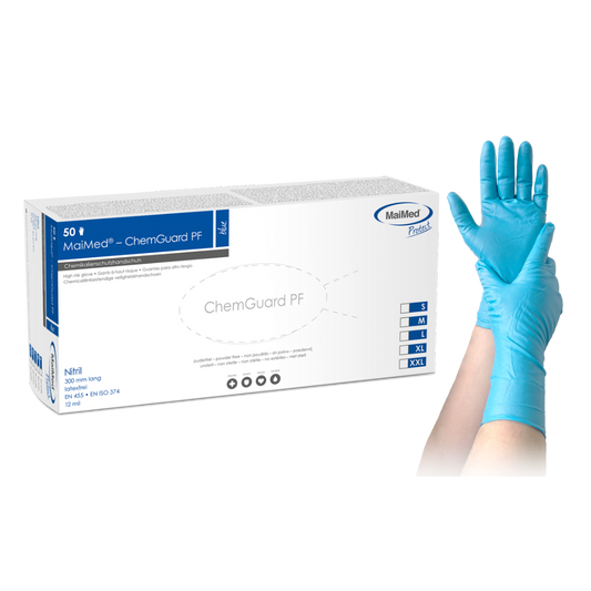 MaiMed-ChemGuard, non-sterile, powder-free nitrile full protection glove, 50 pieces/box