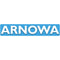 ARNOWA Logo, weiße Großbuchstaben auf blauem rechteckigen Hintergrund, zentriert auf weißem Hintergrund dargestellt