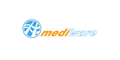 Blau-oranges „mediware“ Logo mit rundem Symbol links, freigestellt auf hellem Hintergrund zentriert dargestellt