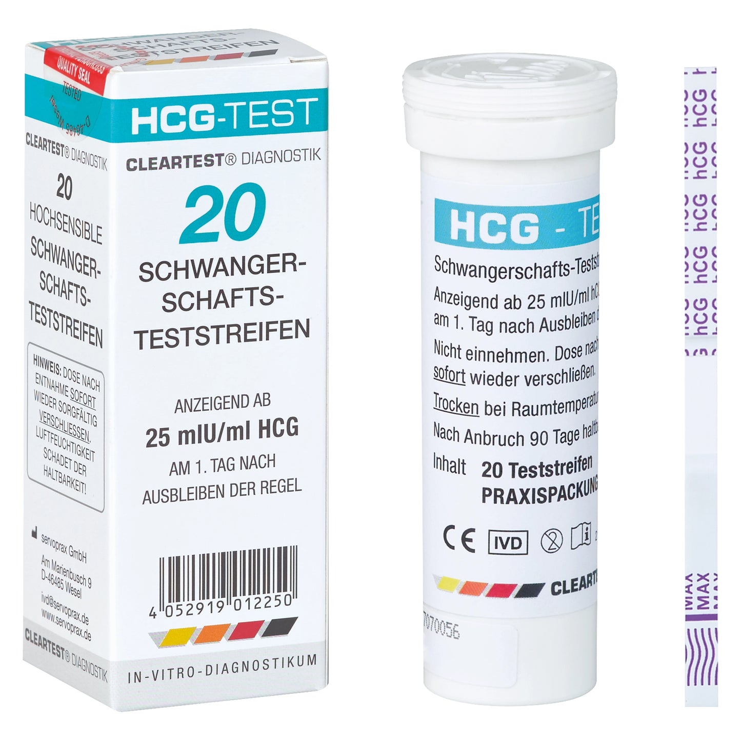 Clear test HCG pregnancy test strips - 20 pieces | Pack (20 tests)