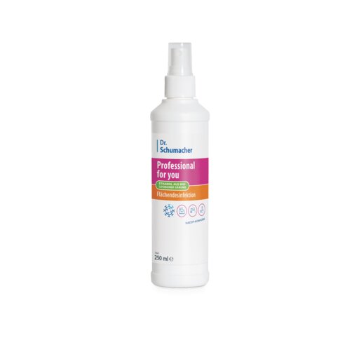 Tá buidéal spraeála bán 250 ml den díghalrú dromchla Dr. Schumacher GmbH Professional for you le lipéad bándearg-oráiste ina sheasamh go hingearach ar chúlra bán. Oiriúnach chun díghalrú agus glanadh dromchla a dhéanamh.