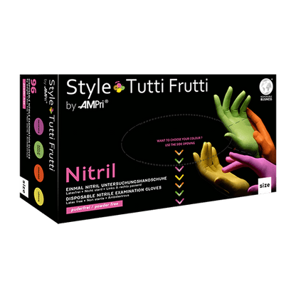 AMPri Style Tutti Frutti Powder-Free Nitrile Gloves, Assorted Colors | Box (96 pieces)