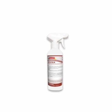 A white plastic spray bottle labeled "Arcora Spotex Powerful Carpet Stain Remover" (500 ml) from Arcora International GmbH is depicted against a plain background - ideal for effective stain removal and maintenance of carpets.