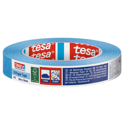 tesa Professional 4435 UV Painter's Masking Tape (2 Weeks), 50 m x 19 mm, Blue