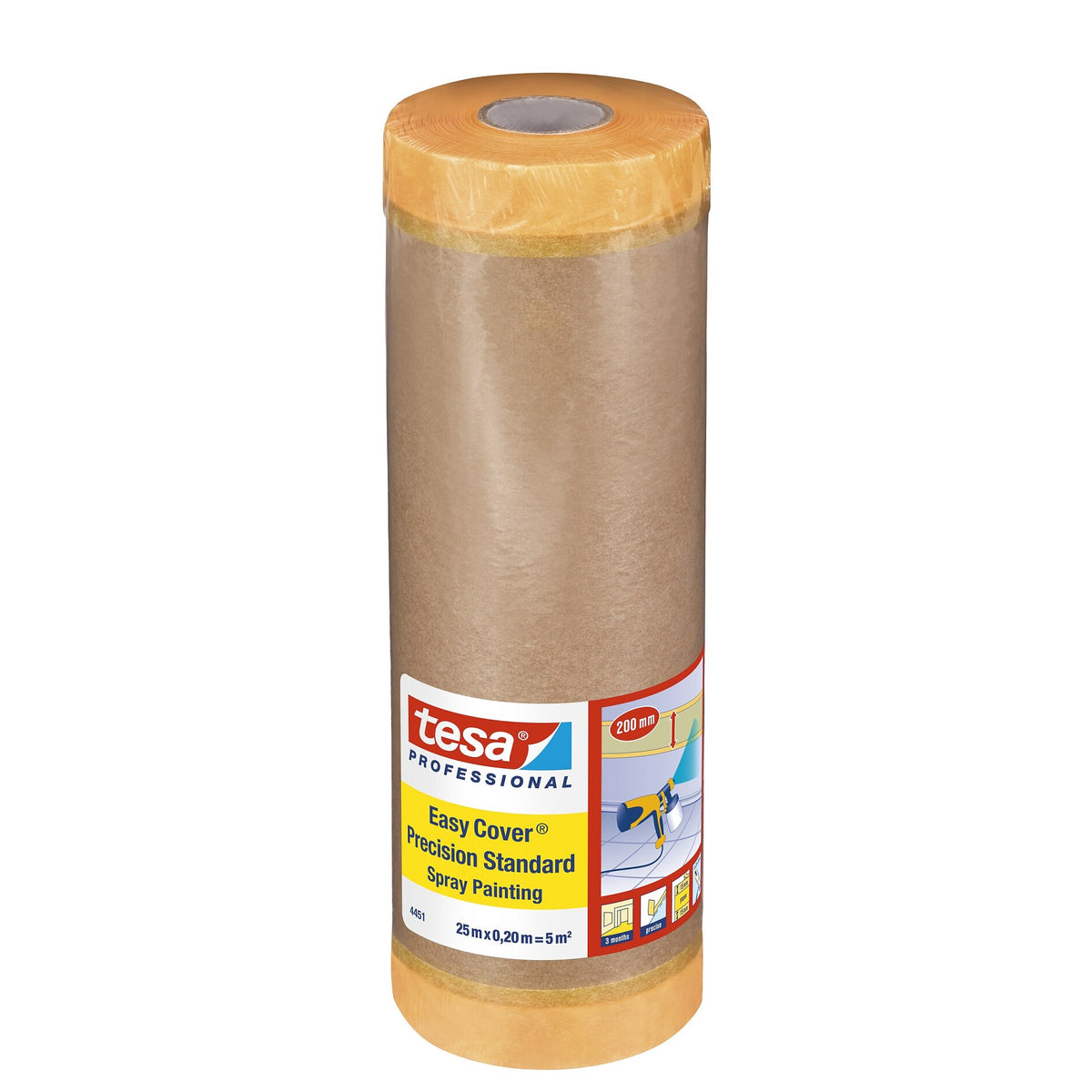 tesa Professional 4451 Easy Cover Spray, 25 m x 200 mm, brown