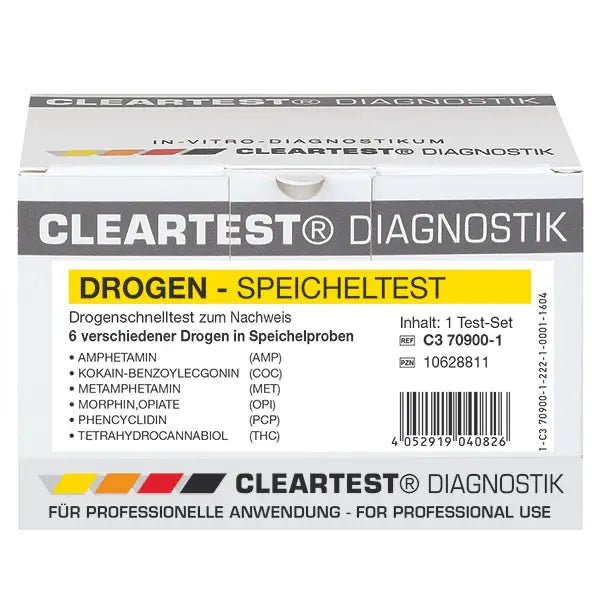 Cleartest drug saliva test AMP50/MET50/OPI40/COC20/THC25/BZO20 Pack: 5 tests | Pack (5 tests)