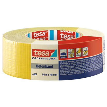 tesa Professional 4662 Concrete Tape, 50 m x 48 mm, yellow