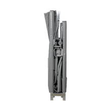 Stretcher K, folds in half twice, synthetic fiber fabric, 2 glide feet and 2 casters
