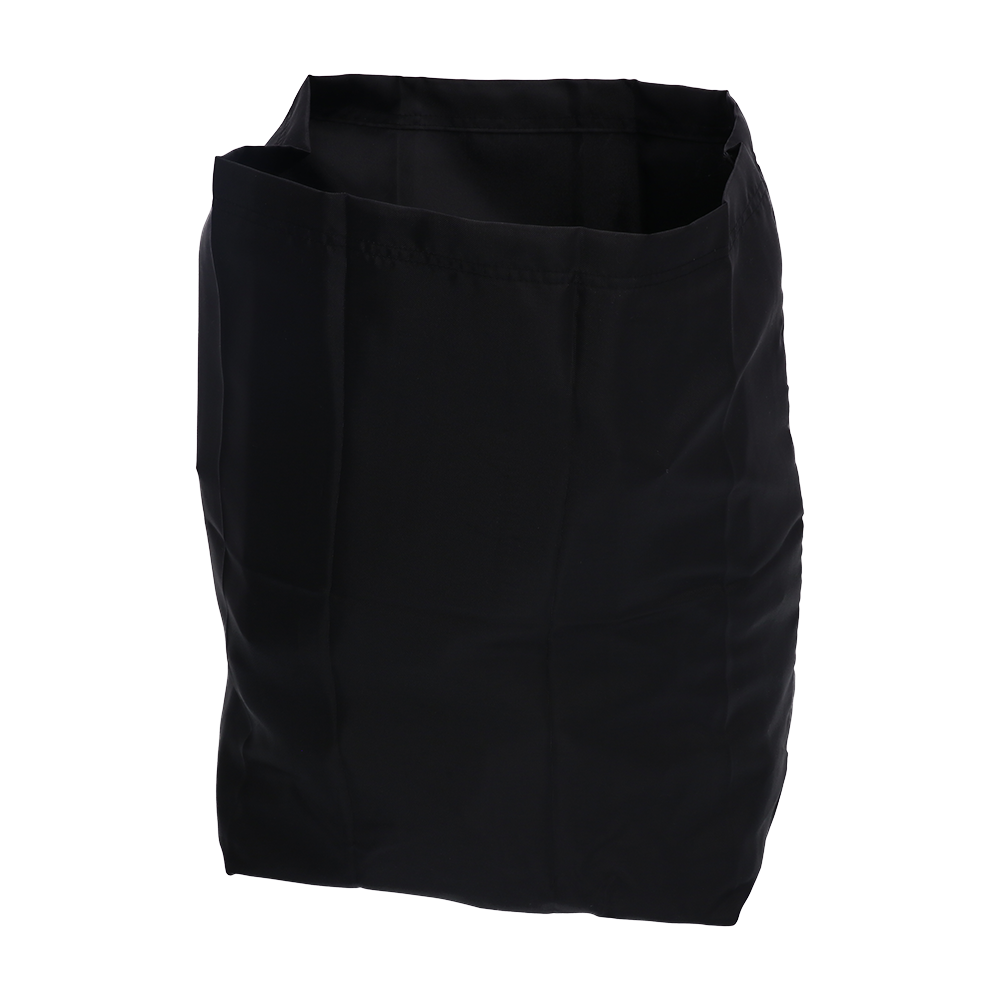 The EMIL DEISS KG (GmbH + Co.) DEISS 6510 Reusable Trash Bag (1 piece), 550x600 mm, black, is a rectangular, black fabric trash bag with an open top, standing empty and upright against a white background.