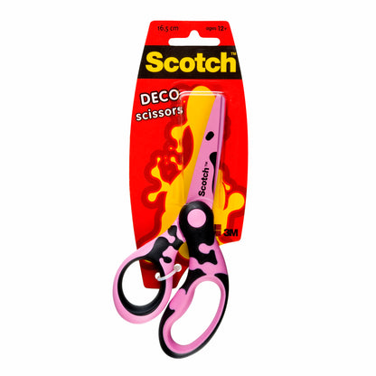 The 16.5 cm Scotch™ DECO scissors from 3M Deutschland GmbH are available in green, blue, or pink (1 per package), come in a plastic packaging, and are suitable for children aged 12 and above.