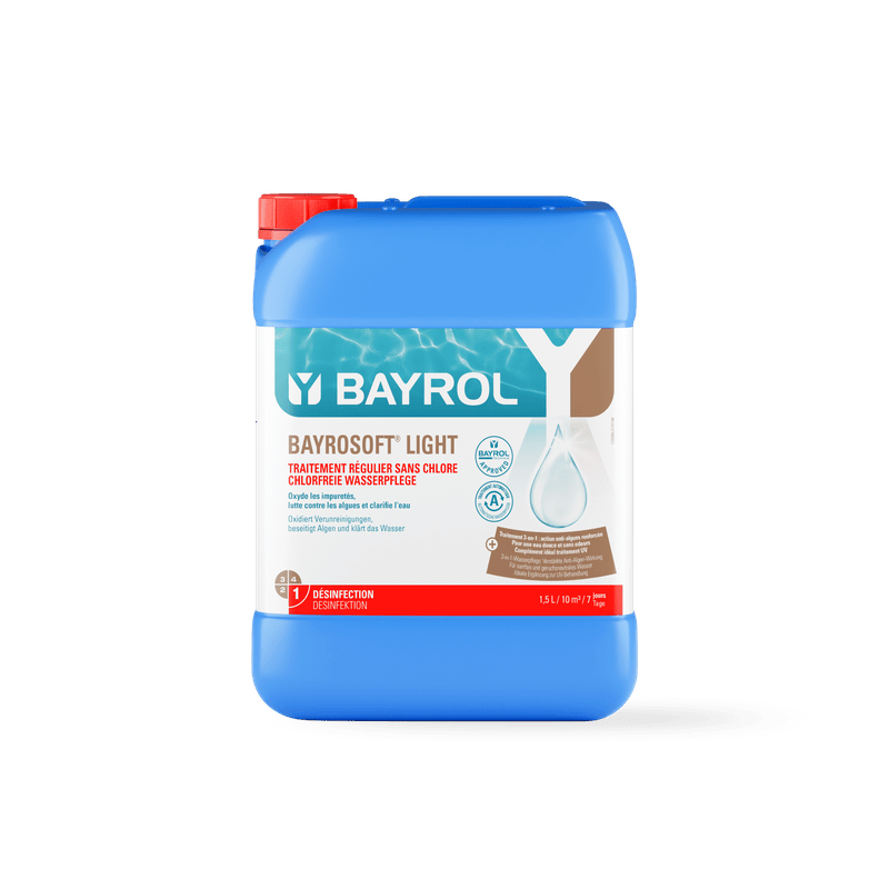BAYROL Bayrosoft® Light 20 L bunaithe ar ocsaigin gníomhach le haghaidh díghalrúcháin