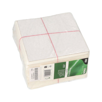 A package wrapped in plastic PAPSTAR 1000 cone bags, parchment substitute, greaseproof from PAPSTAR GmbH has a green label with product information and barcode - perfect for packaging fries or serving snacks greaseproof.