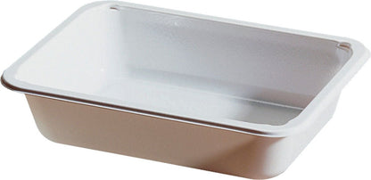 The CPET Take-Away small White CPET from Duni GmbH is a simple, rectangular white plastic tray with rounded edges and flat sides, depicted on a white background.