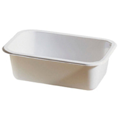 The CPET Take-Away small White CPET from Duni GmbH is a small, rectangular white plastic container with rounded corners, depicted empty on a white background. It has a simple design and is microwave safe.