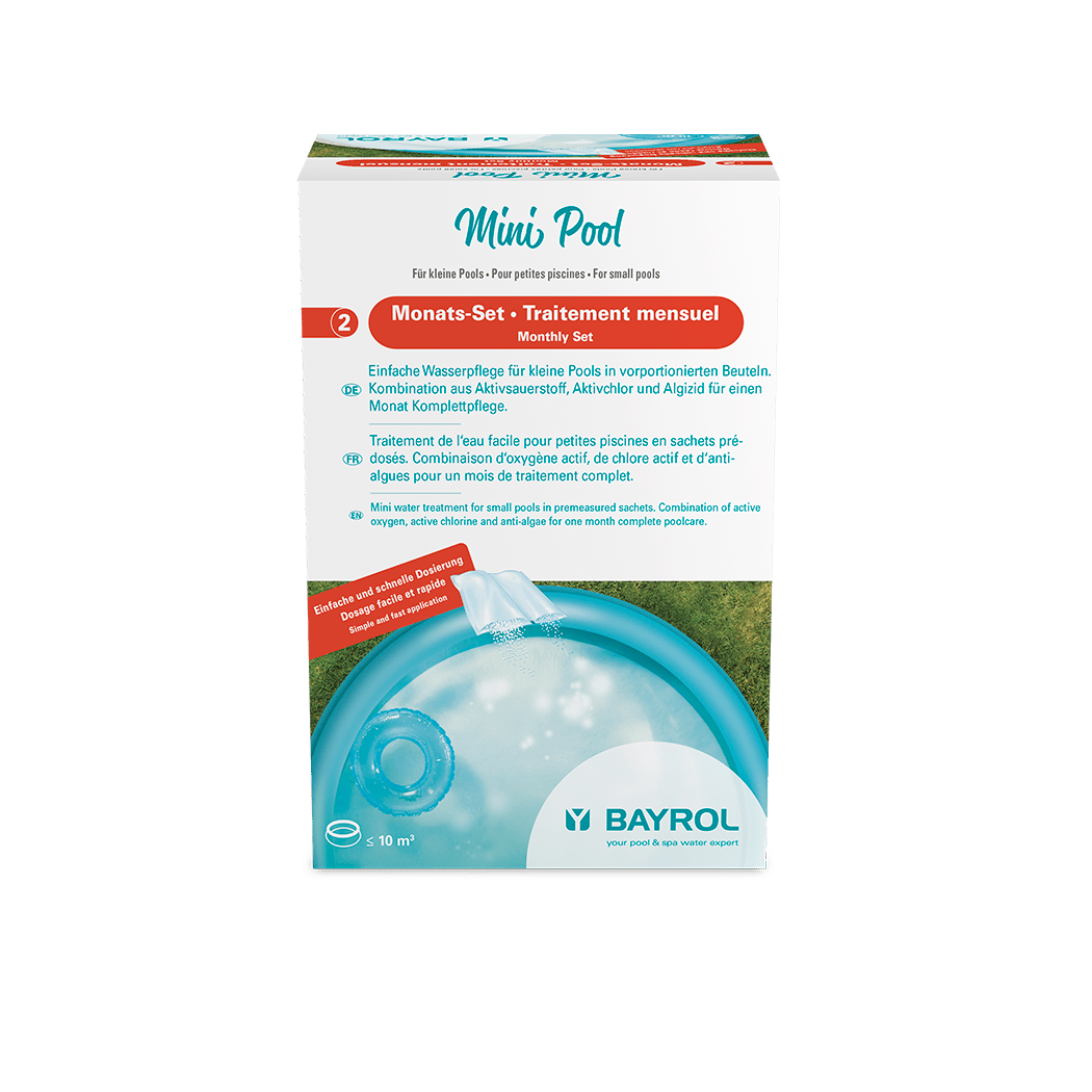 Sraith mhíosúil BAYROL Mini Pool & Spa 0.6 kg díghalrú buan cúram iomlán míosúil