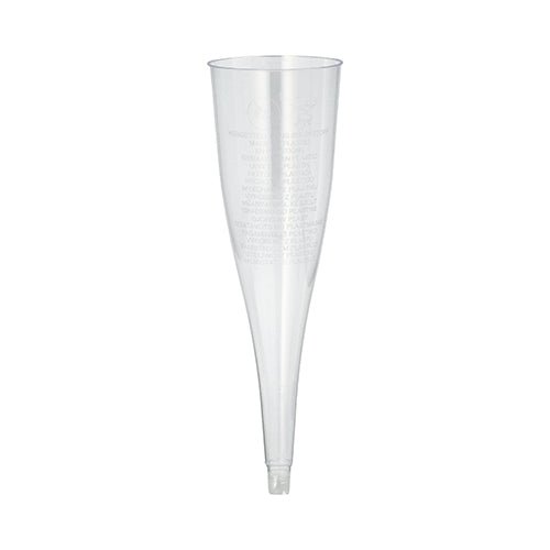 Pictured is a set of 50 Starpak crystal-clear PS stem glass lids (0.1 l, Ø 5 cm, height 17.5 cm) for champagne, standing on a white background, packed in a cardboard tray.