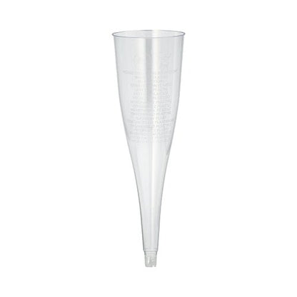 Pictured is a set of 50 Starpak crystal-clear PS stem glass lids (0.1 l, Ø 5 cm, height 17.5 cm) for champagne, standing on a white background, packed in a cardboard tray.