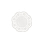 The PAPSTAR round plate and cup doily (Ø 10 cm, white, 1000 pieces) from PAPSTAR GmbH with scalloped edge and lace cutout is ideal for an elegant table decoration, here on a white background.