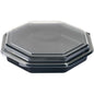 A Duni GmbH Octaview® Black/Transparent Takeout Container (230x230x50 mm, high-quality PS plate) with a clear, attached lid is shown in an angled top view against a white background. Package: 190 pieces.