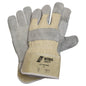 NITRAS SPLIT STAR V, cow split leather gloves, natural color / gray, EN 388 cotton | Pack (12 pairs)