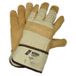 NITRAS full-grain cowhide gloves, natural color / brown, EN 388 cotton | Pack (12 pairs)