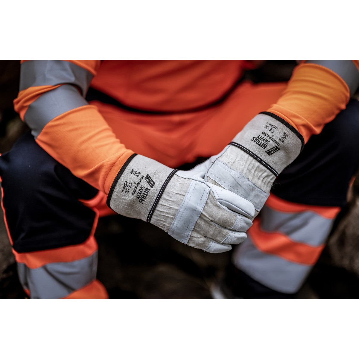 NITRAS ZEUS, full-grain cowhide gloves, natural color / gray