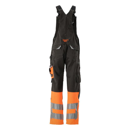 MASCOT® Sunderland dungarees, dark anthracite/hi-vis orange