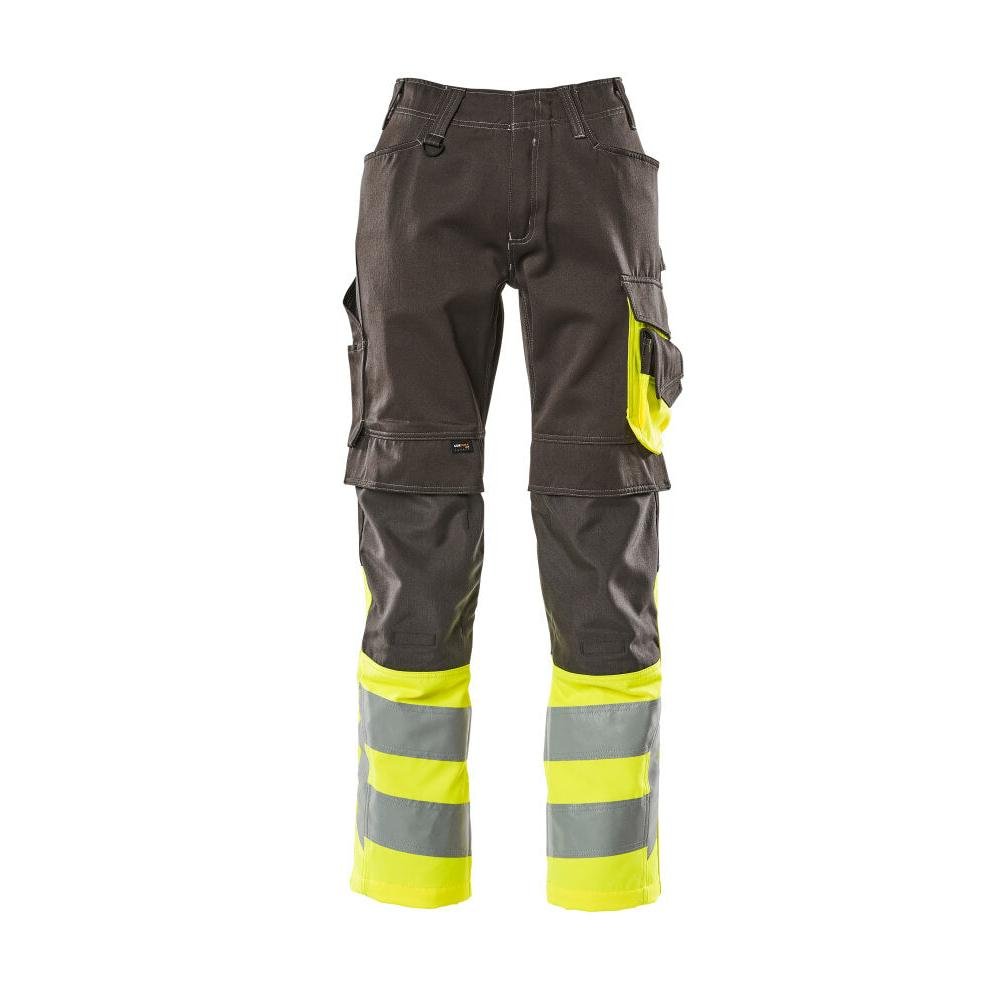 MASCOT® Leeds trousers, dark anthracite/hi-vis yellow