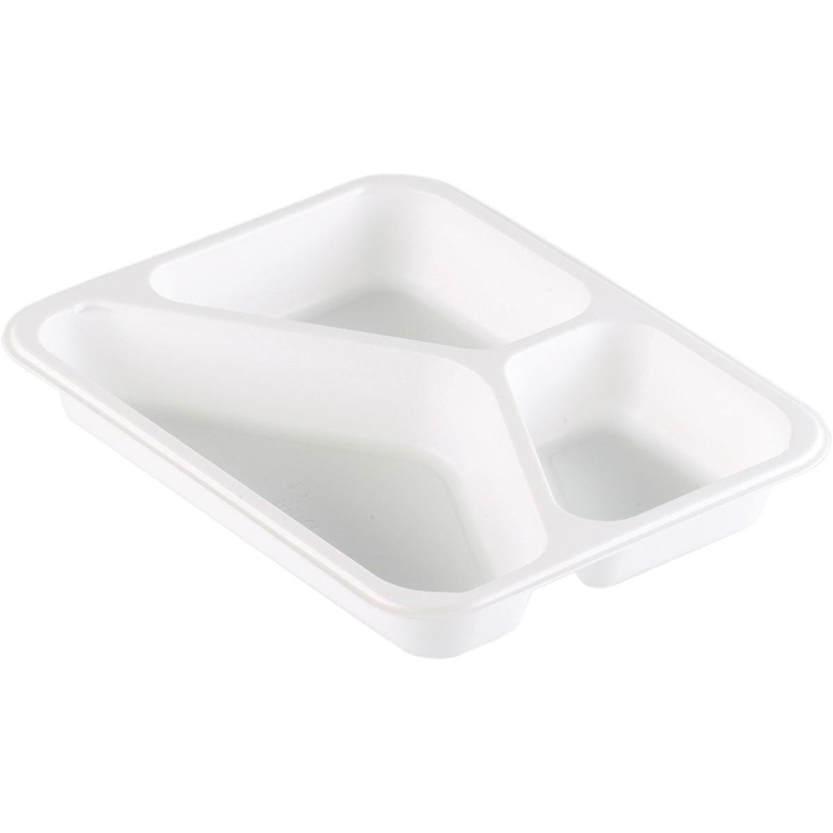 The PP tray Caterline 3 White PP 227x178 from Duni GmbH is a white, rectangular tray with three compartments - the perfect catering dish for organized meal distribution.