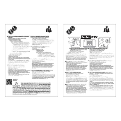 Two instruction sheets for the Scotch-FIX™ Mirror Mounting Tape 4496W from 3M Deutschland GmbH contain weight symbols, step-by-step illustrations, and multilingual columns with guidelines for safe mirror mounting.