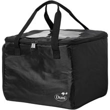 Black thermal bag 1 Black nylon 310x240x260 from Duni GmbH with zipper, two carrying handles, transparent lid and the "Duni" logo with two stars on the front. Package (1 piece).