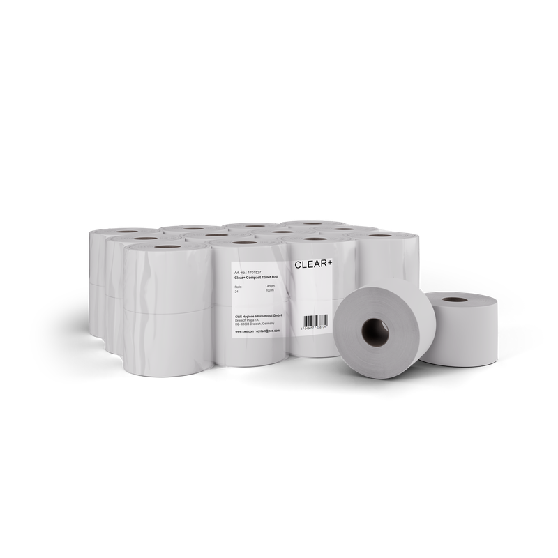 Clear+ Toilettenpapier Kompakt-Rollen 2-lagig 100m