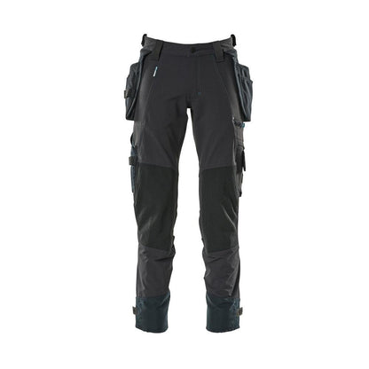 Trousers with hanging pockets, stretch trousers, black-blue