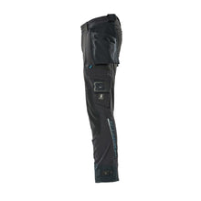 Trousers with hanging pockets, stretch trousers, black-blue
