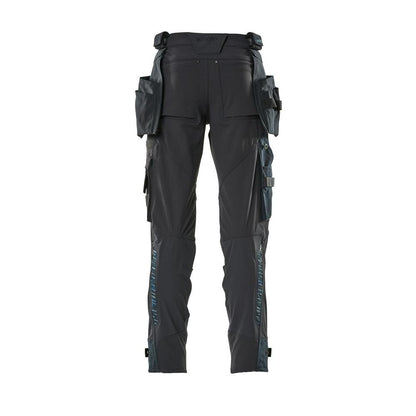 Trousers with hanging pockets, stretch trousers, black-blue