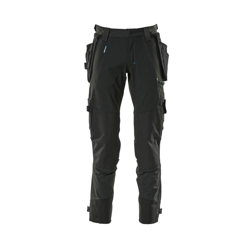 Trousers with hanging pockets, stretch trousers, black
