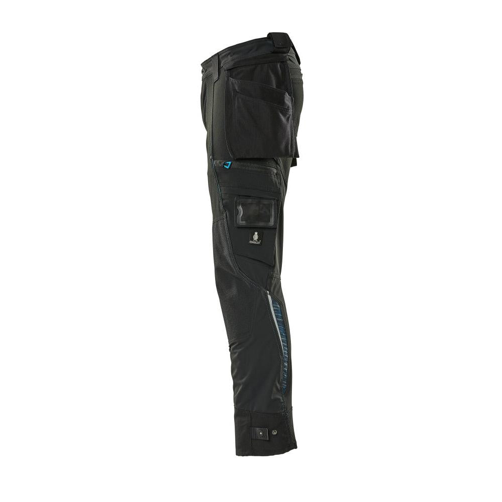 Trousers with hanging pockets, stretch trousers, black