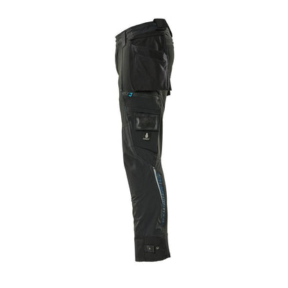 Trousers with hanging pockets, stretch trousers, black