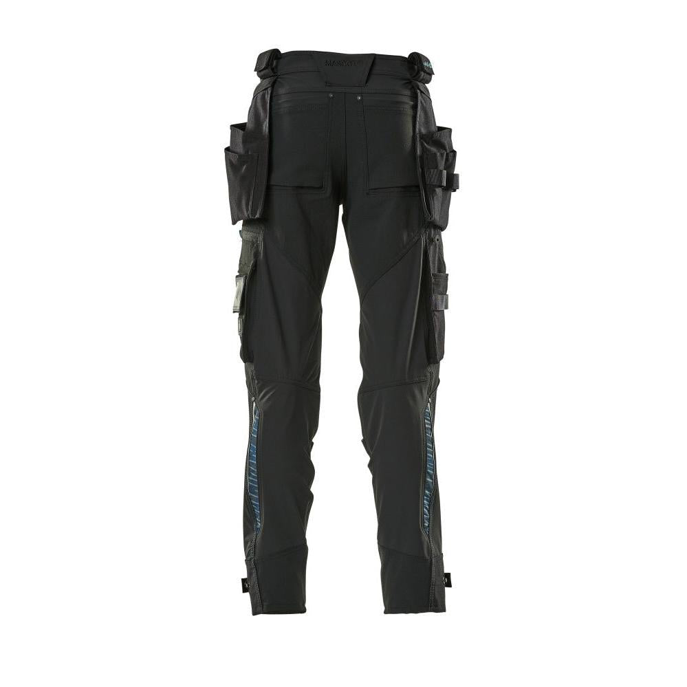 Trousers with hanging pockets, stretch trousers, black