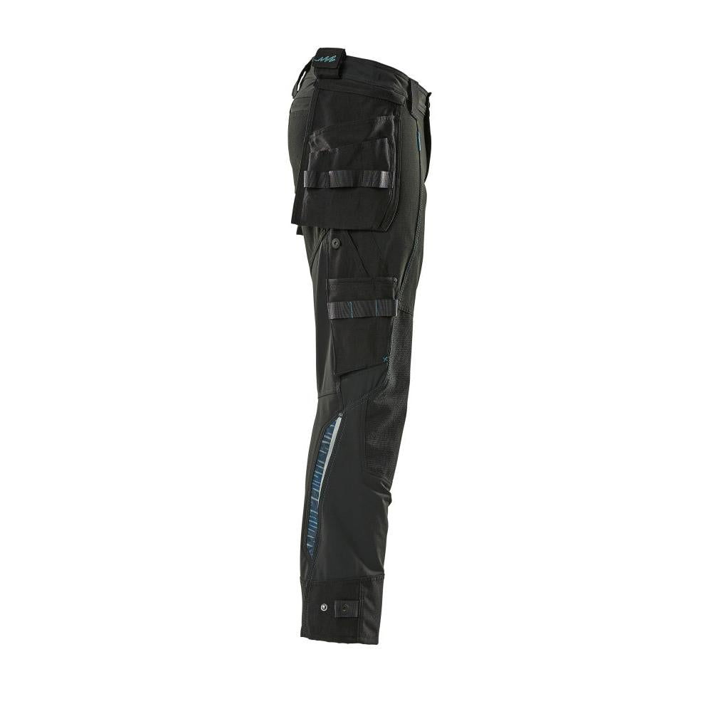 Trousers with hanging pockets, stretch trousers, black