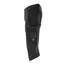 Three-quarter length trousers, hanging pockets, stretch three-quarter trousers, black