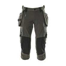 Three-quarter length trousers, hanging pockets, stretch three-quarter length trousers, dark anthracite