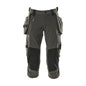 Three-quarter length trousers, hanging pockets, stretch three-quarter length trousers, dark anthracite