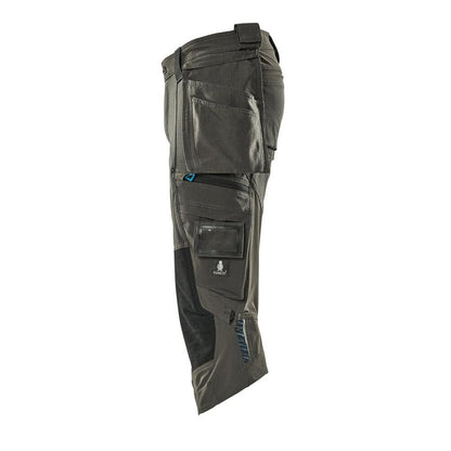 Three-quarter length trousers, hanging pockets, stretch three-quarter length trousers, dark anthracite