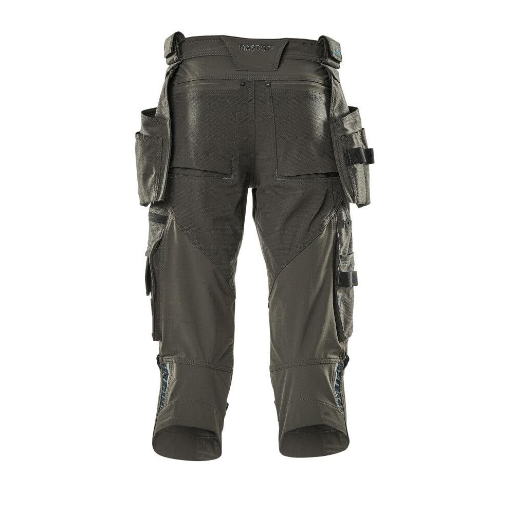 Three-quarter length trousers, hanging pockets, stretch three-quarter length trousers, dark anthracite