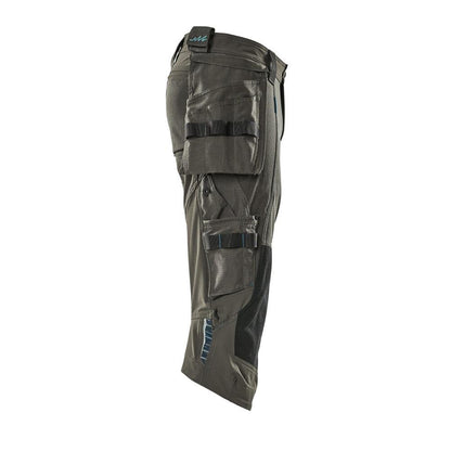 Three-quarter length trousers, hanging pockets, stretch three-quarter length trousers, dark anthracite