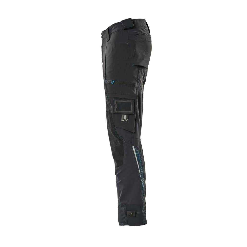 Pants with knee pockets made of Dyneema, stretch pants, black-blue