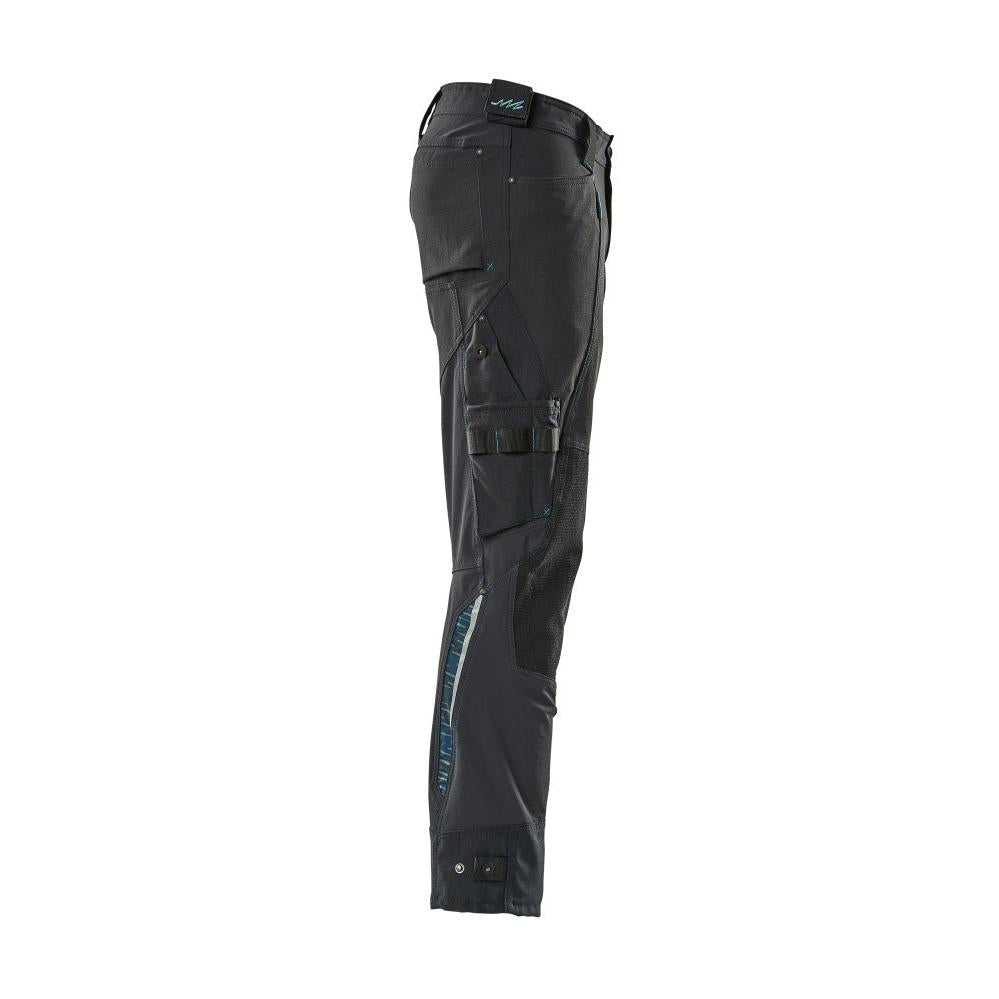 Pants with knee pockets made of Dyneema, stretch pants, black-blue